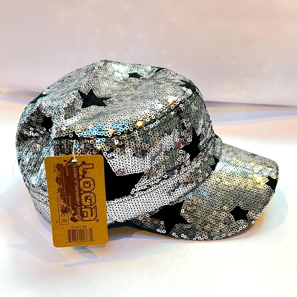 Sequin Star Cadet Cap - Silver/Black